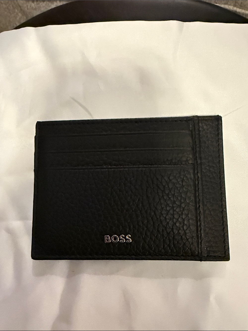 BOSS Black Pebble-Grain Leather Card Holder
